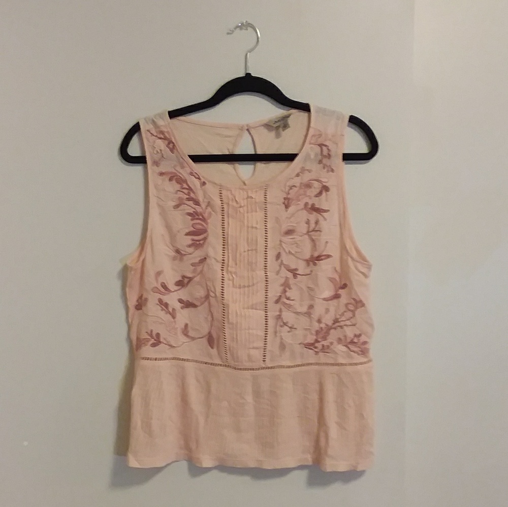 Lucky Brand | Light Pink Embroidered Tank